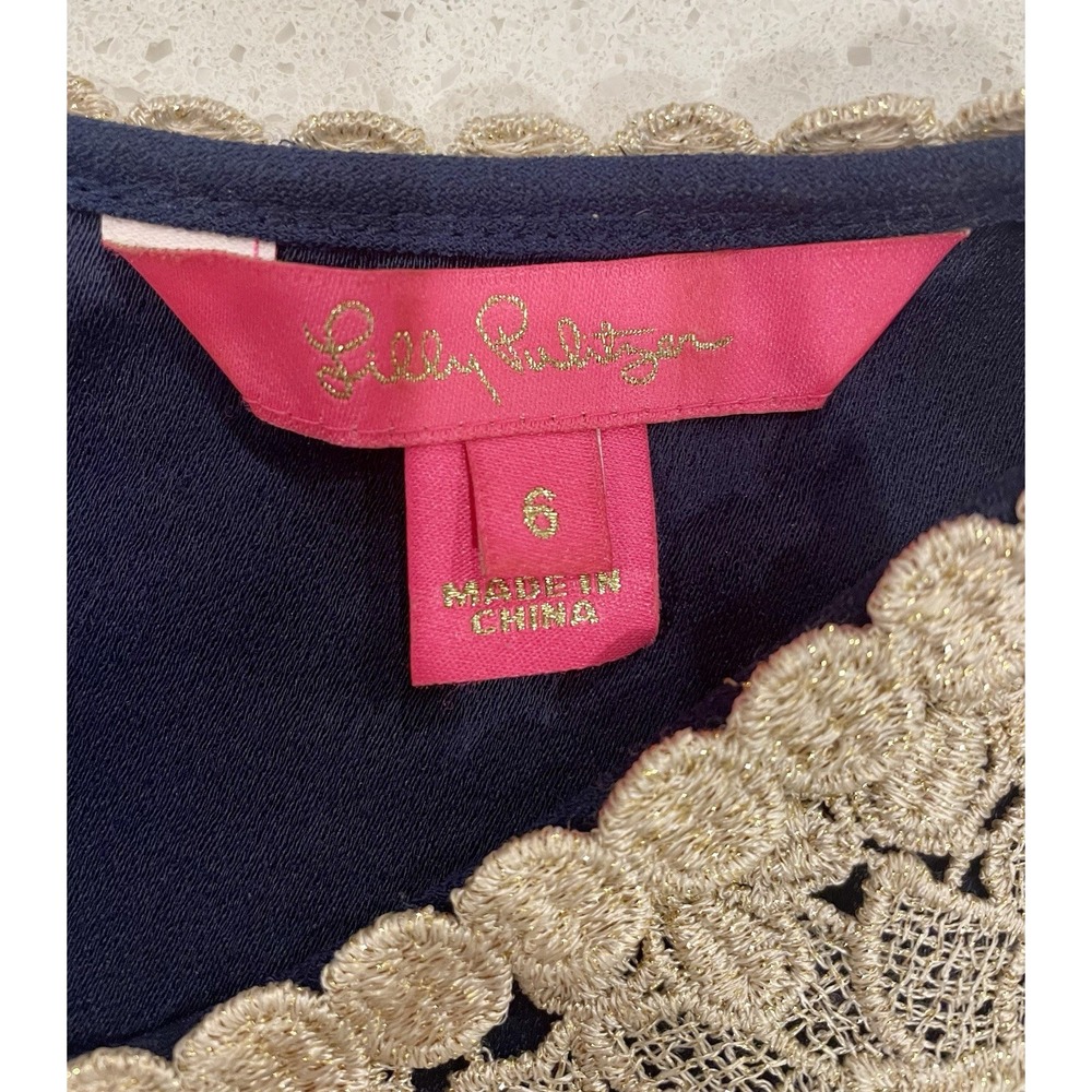 Lilly Pulitzer Nala Lace Bodice shift Good Navy Lace dress Size 6 Orig $178 EUC - Picture 6 of 10